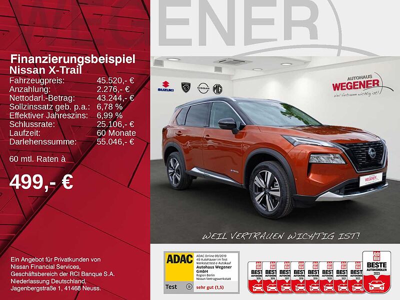 Nissan X-Trail 1.5 VC-T e-4ORCE 213PS 4x4 TEKNA Navi 360°Rundumsicht CarPlay Dachreling