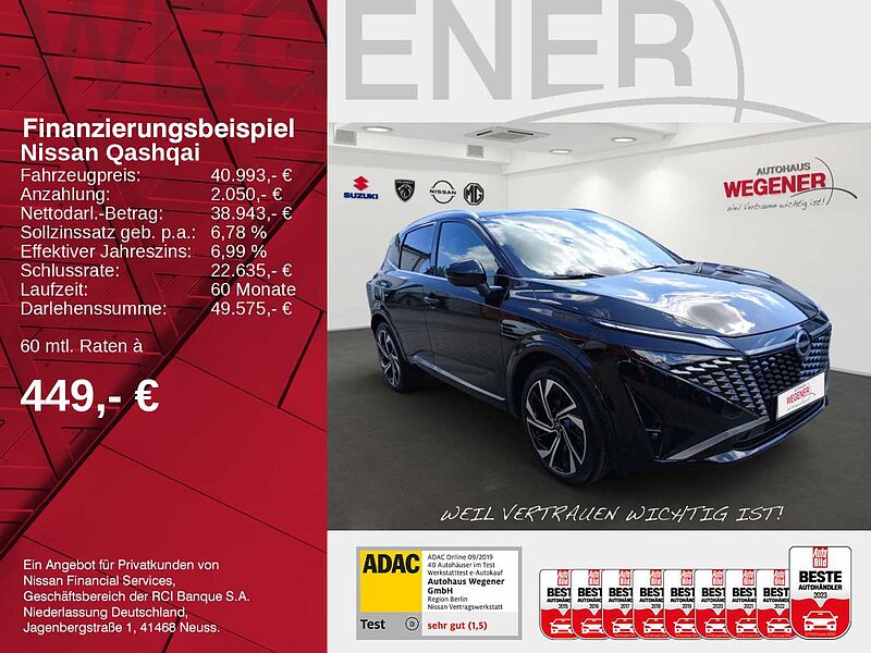 Nissan Qashqai 1.3 DIG-T MHEV TEKNA+ 20'LM-Felgen Pano Ledersitze inkl. Memory und Massagefunkt