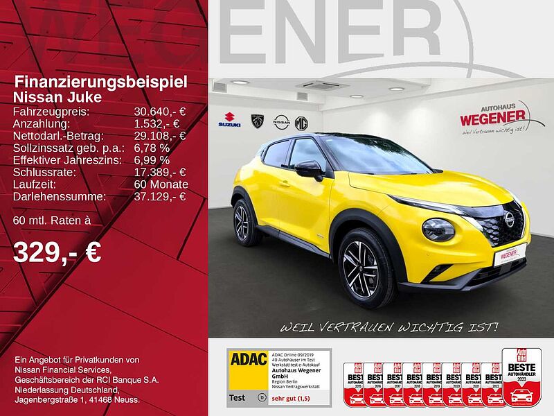 Nissan Juke N-CONNECTA 1.6 HYBRID 143 PS 4AMT 2-Farbenlackierung, Intelligente Fahrerassiste