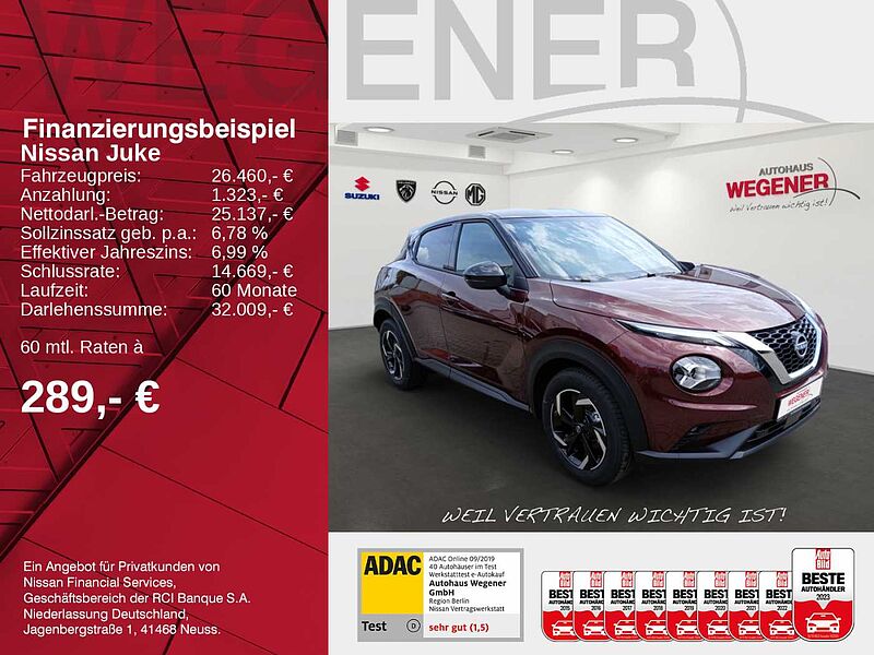 Nissan Juke N-CONNECTA 1.0 DIG-T 114 PS 7DCT Beheizbare Frontscheibe, Sitzheizung vorn