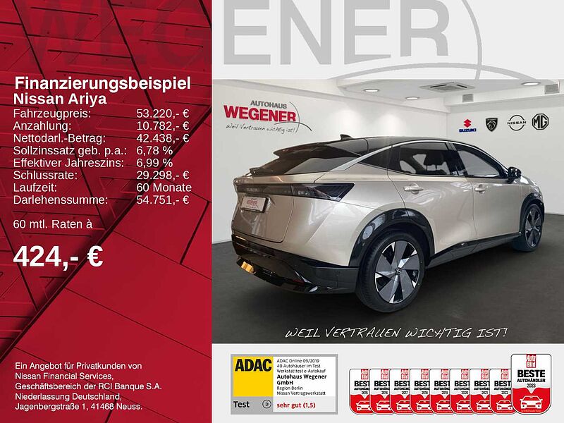 Nissan Ariya EVOLVE PACK 87kWh  (242PS) 20' LM-Fwelgen, Sitzheizung vo+hi, 10,8'-Head-up-Disp