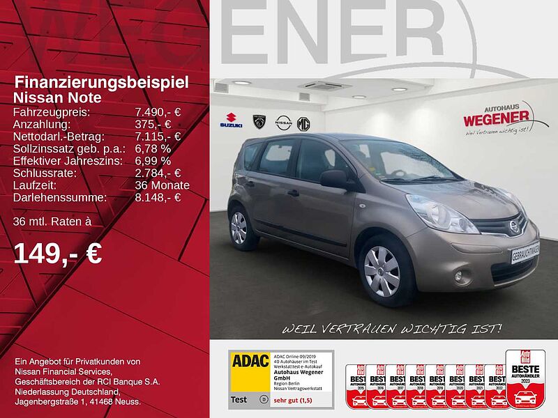 Nissan Note VISIA 1.4 88PS 5MT CP*Klima