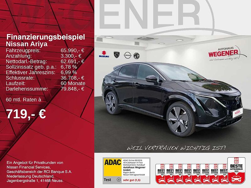 Nissan Ariya EVOLVE PACK 87kWh (242PS) 20' LM-Felgen 10,8'-Head-up-Display  Panorama-Glasschi