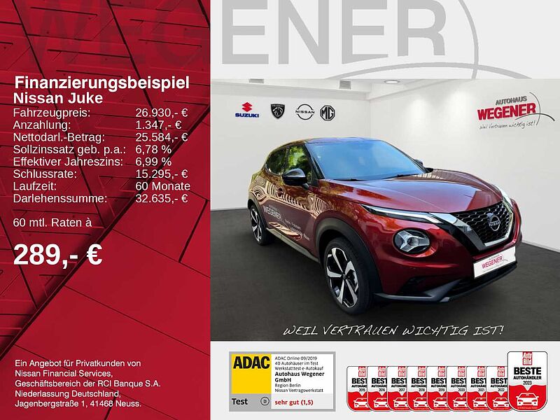 Nissan Juke 1.0 DIG-T 114PS 7DCT (AT) TEKNA Bose 360° Rundumsicht  Sitzheizung-vorne 19'LM-F